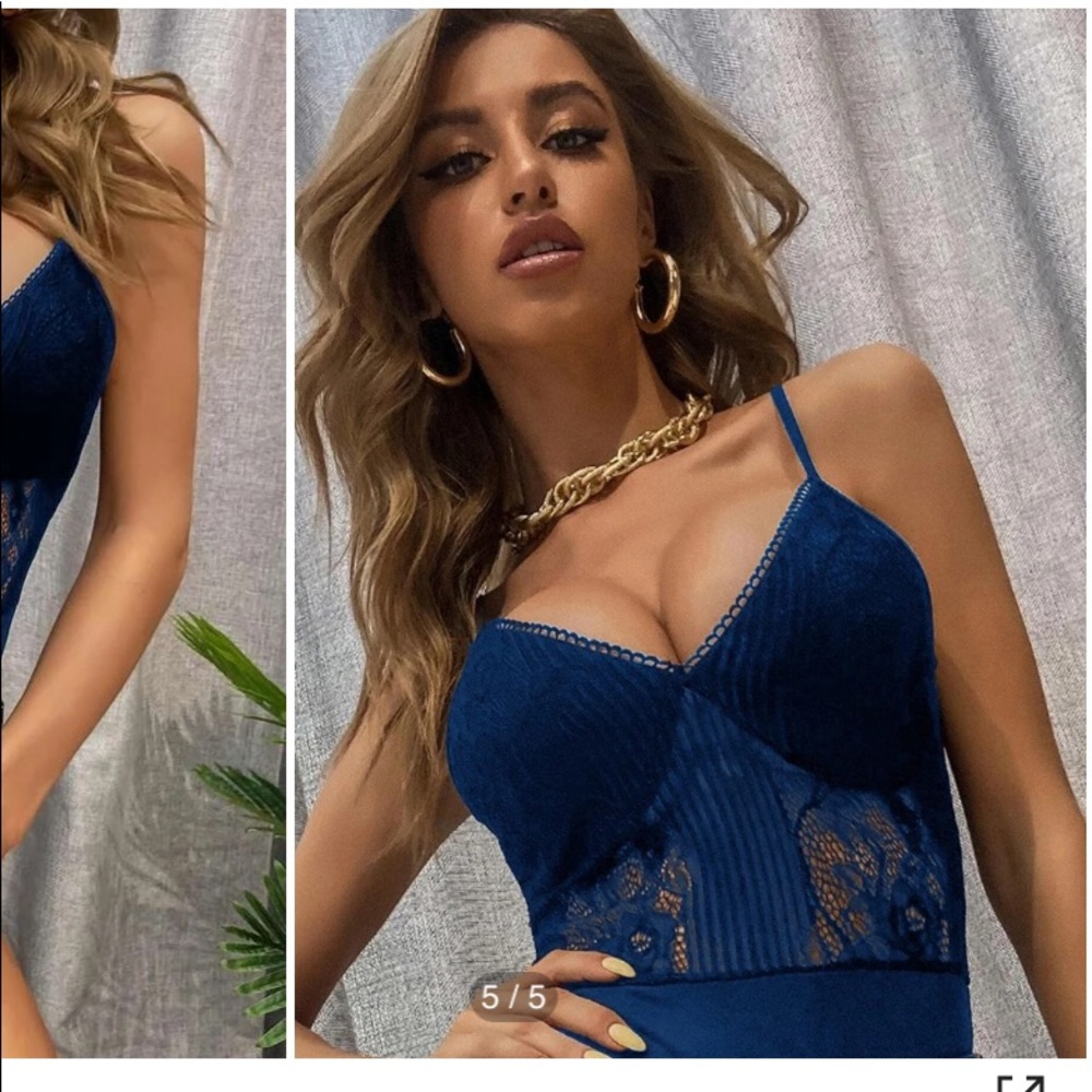 SHEIN floral picot trim cami bodysuit